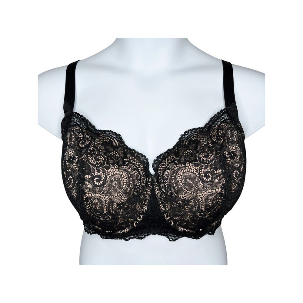 ThirdLove 24/7 Lace Balconette Bra sz 38F * Underwire Memory Foam Cups Black